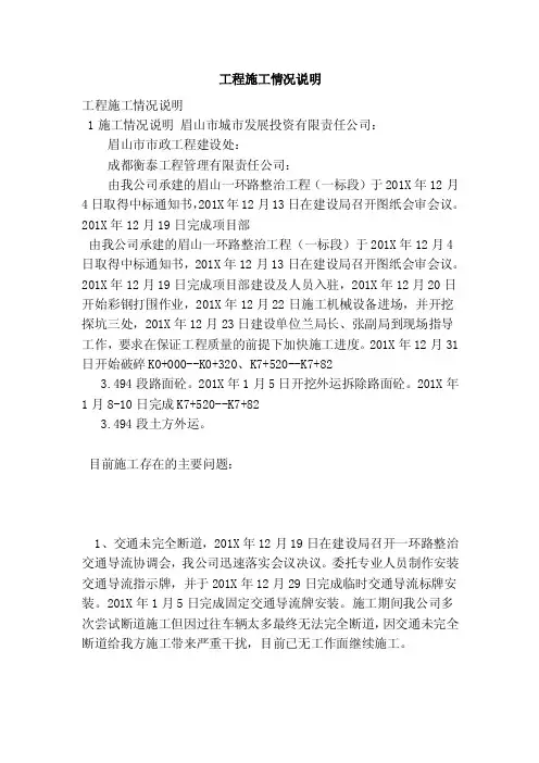 工程施工情况说明（最新版）