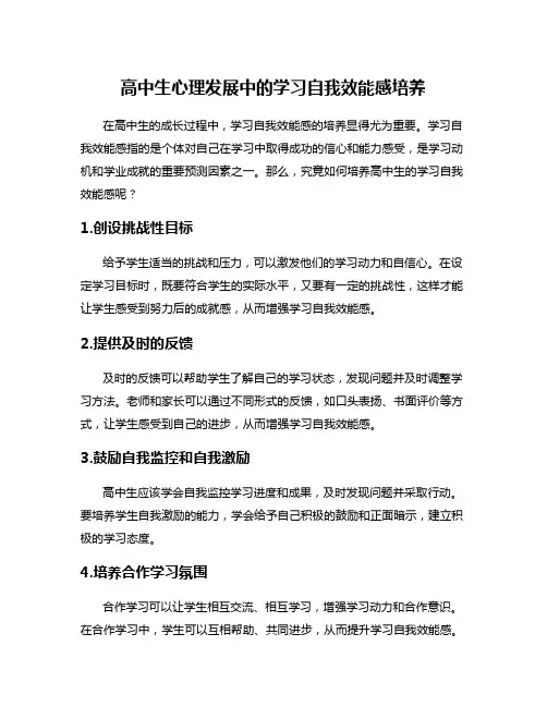 高中生心理发展中的学习自我效能感培养