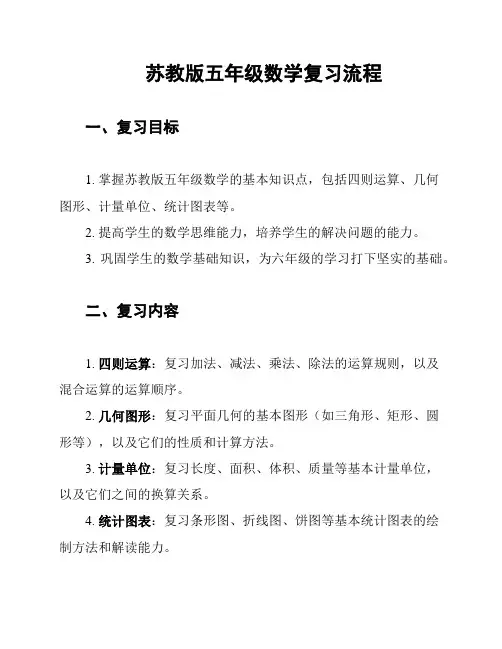 苏教版五年级数学复习流程