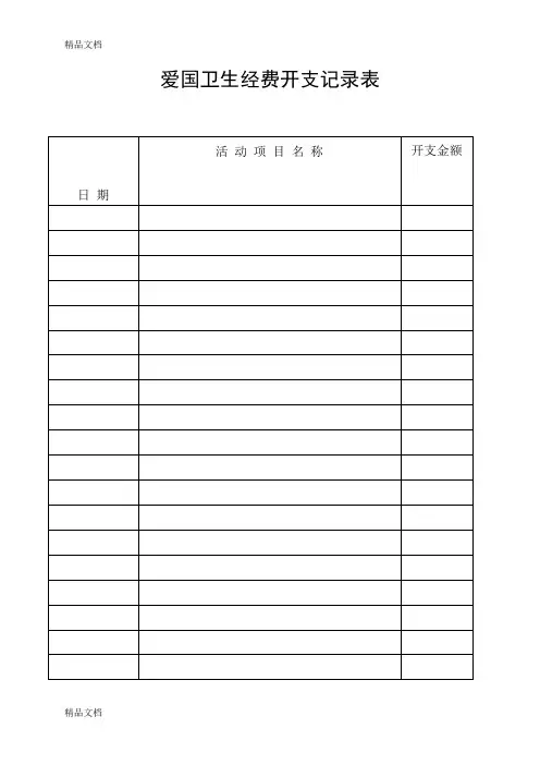 最新爱国卫生经费开支记录表