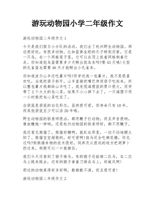游玩动物园小学二年级作文