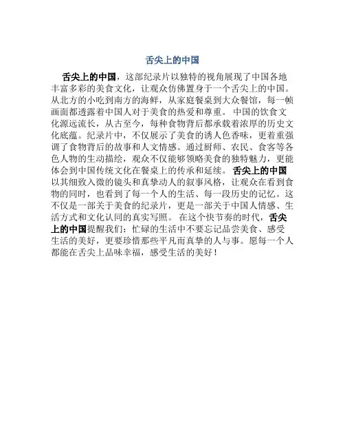 《舌尖上的中国》观后感300字左右