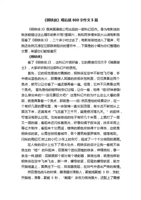 《钢铁侠》观后感600字作文5篇