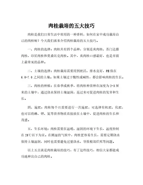 肉桂栽培技术规程