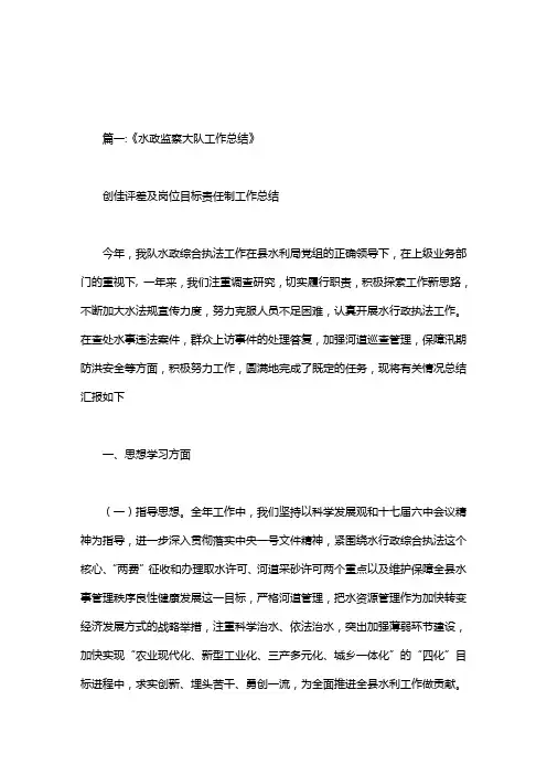 水政监察年度总结