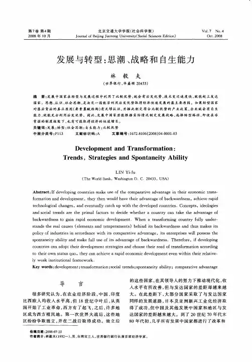 发展与转型：思潮、战略和自生能力