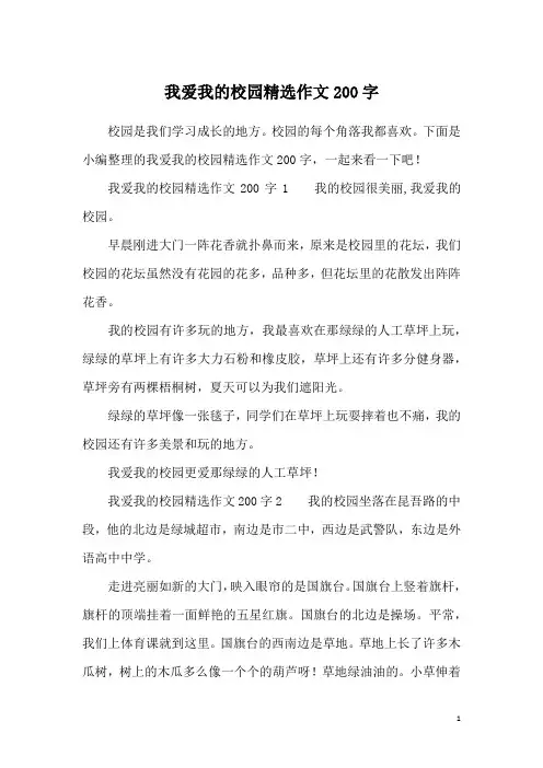 我爱我的校园精选作文200字