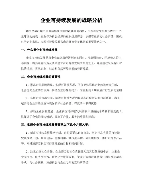 企业可持续发展的战略分析
