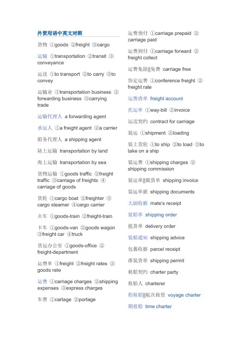 外贸用语中英文对照