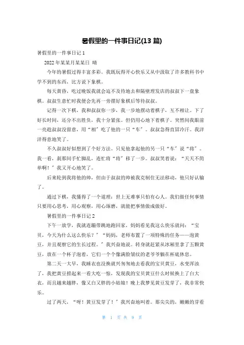 暑假里的一件事日记(13篇)