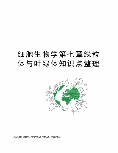 细胞生物学第七章线粒体与叶绿体知识点整理