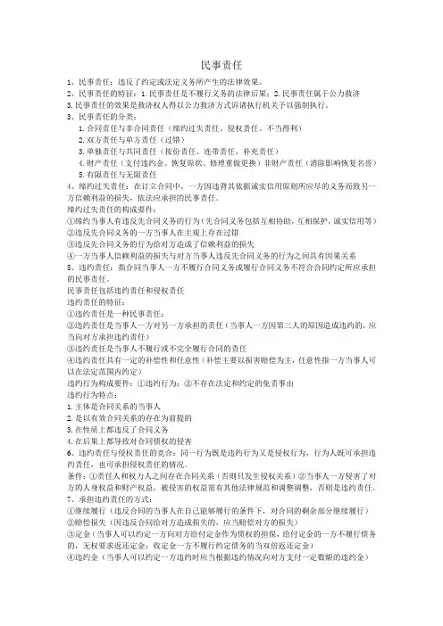民法学考试最全重点