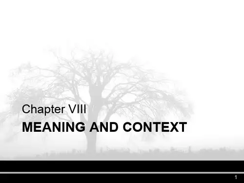英语词汇学chapter8 Meaning and Context