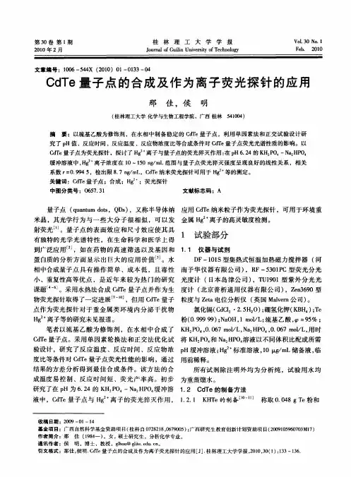 CdTe量子点的合成及作为离子荧光探针的应用