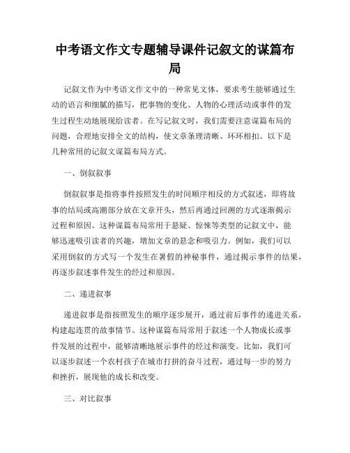 中考语文作文专题辅导课件记叙文的谋篇布局