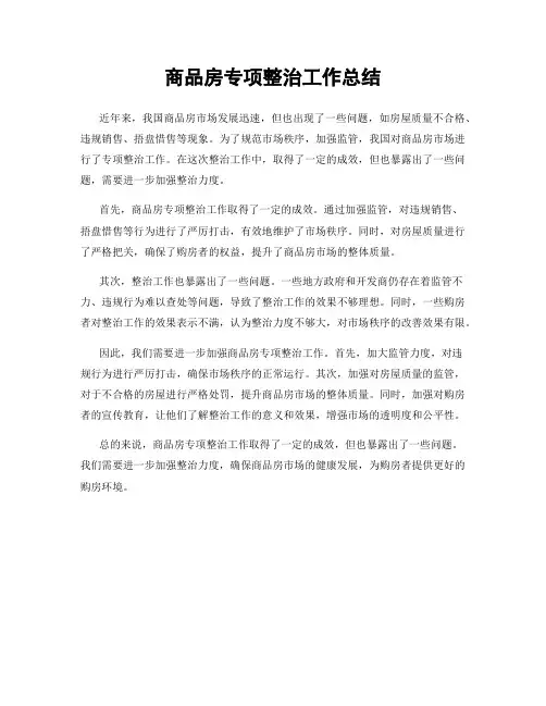 商品房专项整治工作总结