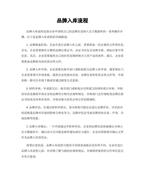 品牌入库流程