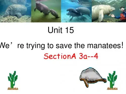 【2019年整理】初中英语九年级 Unit 15《 We're trying to save the manateese!》