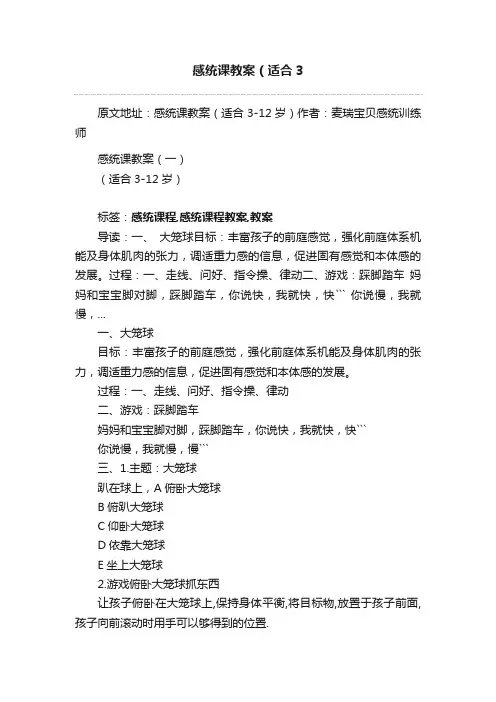 感统课教案（适合3