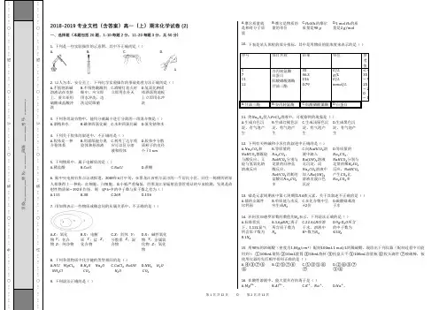 2018-2019专业文档(含答案)高一(上)期末化学试卷 (2)