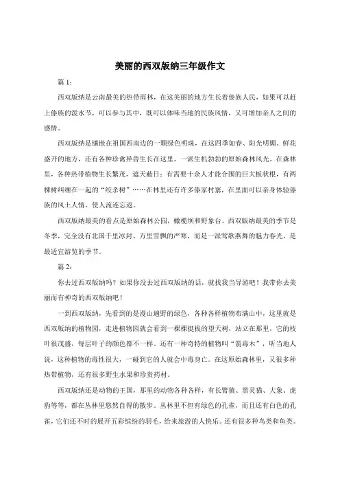 美丽的西双版纳三年级作文300字