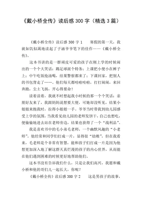 《戴小桥全传》读后感300字(精选3篇)