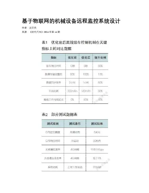 基于物联网的机械设备远程监控系统设计