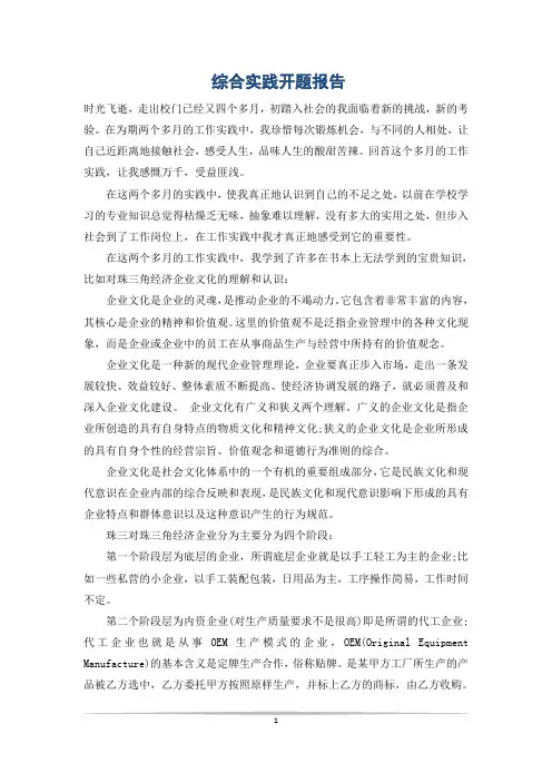 综合实践开题报告