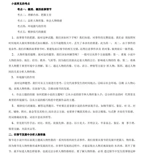 中考语文二轮专题复习：小说阅读