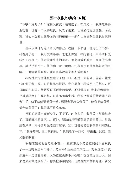那一夜作文(集合15篇)精选