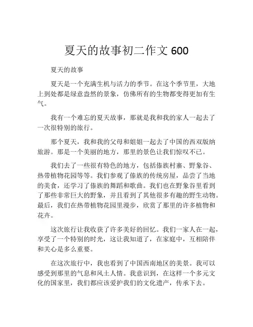 夏天的故事初二作文600