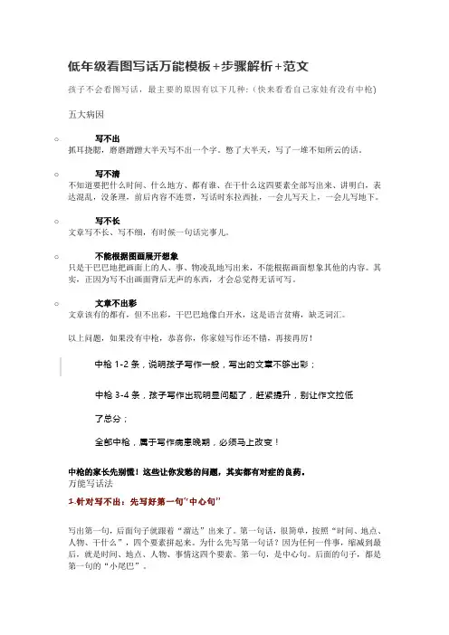 低年级看图写话万能模板+步骤解析+范文
