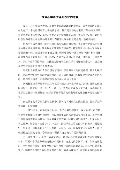 浅谈小学语文课外作业布置