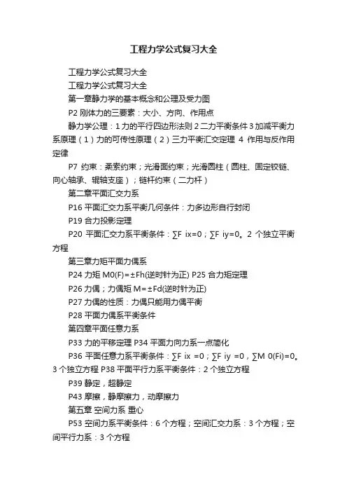 工程力学公式复习大全