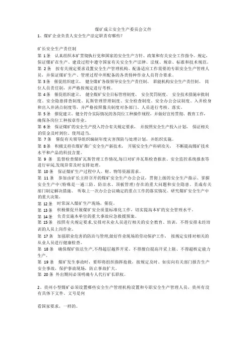 煤矿成立安全生产委员会文件安全生产