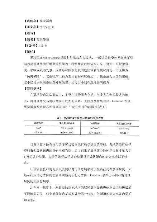 【疾病名】翼状胬肉