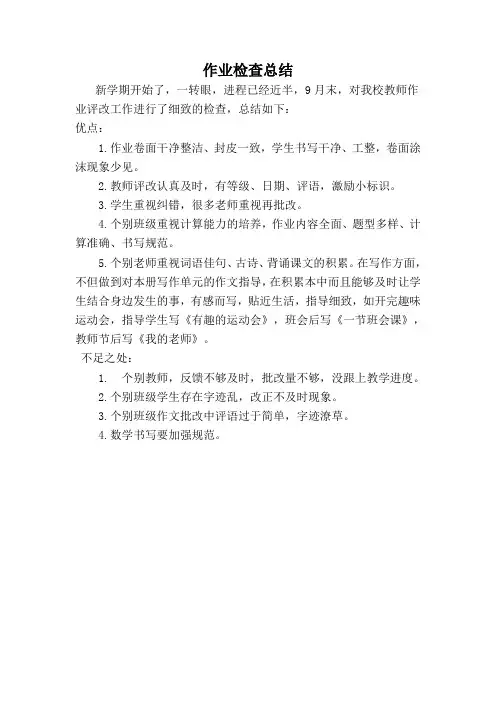 作业检查总结