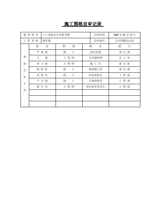 建筑工程内业资料全套范本(表格类)