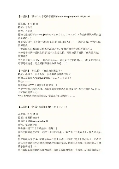 死神人物大全