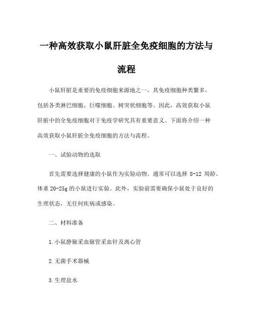 一种高效获取小鼠肝脏全免疫细胞的方法与流程
