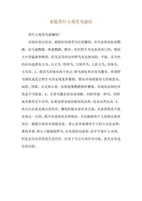 家庭养什么观赏鸟最好
