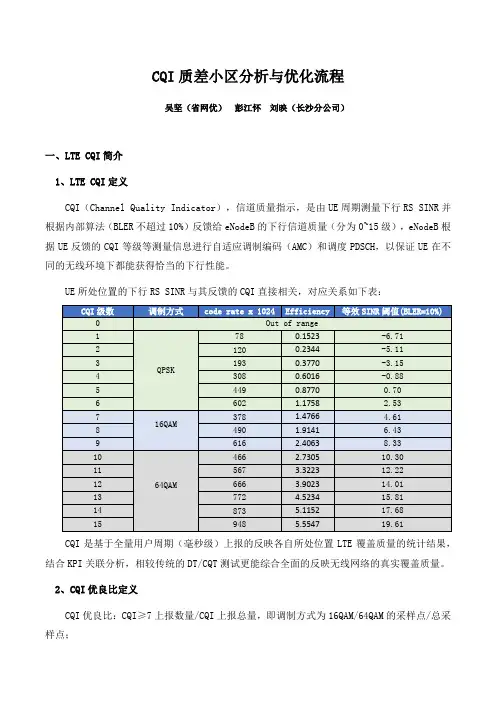 CQI质差小区分析与优化流程