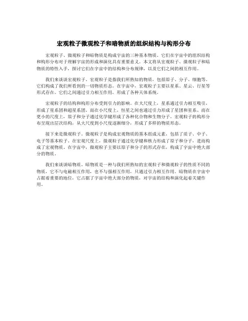 宏观粒子微观粒子和暗物质的组织结构与构形分布