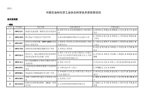 中国石油和化学工业协会科学技术奖获奖项目