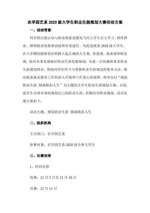 2020职业生涯规划大赛方案及打分标准