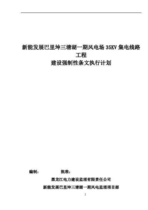 35KV集电线路工程强制性条文执行计划表