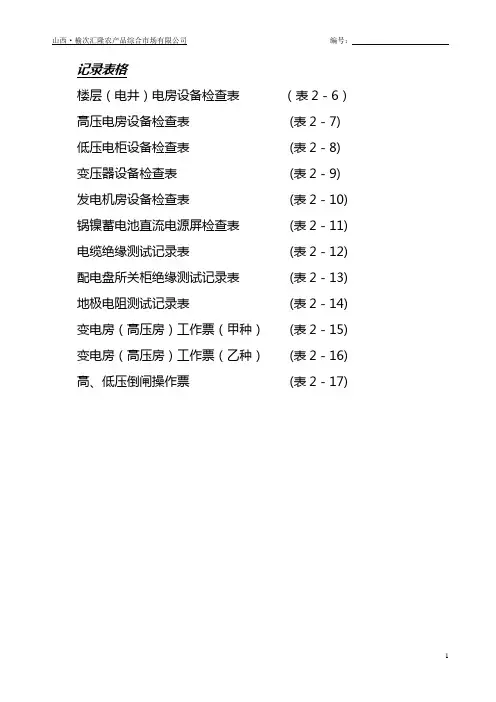 电房设备检查表