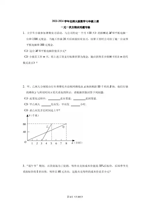 一元一次方程应用题专练