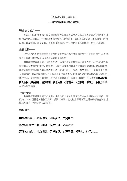 职业核心能力的概念