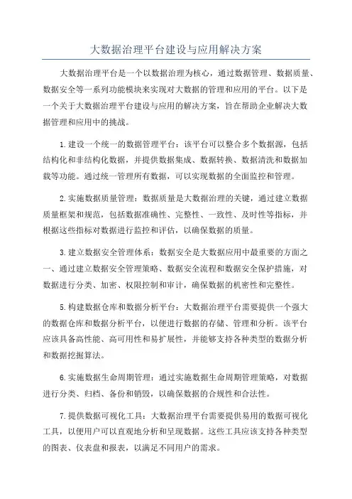 大数据治理平台建设与应用解决方案